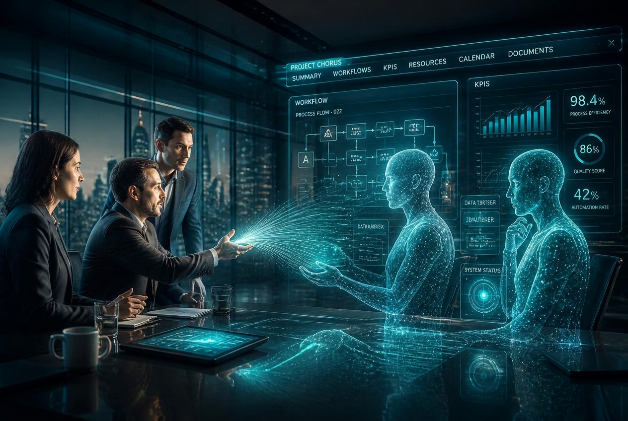 Liderazgo humano cooperando con la inteligencia artificial